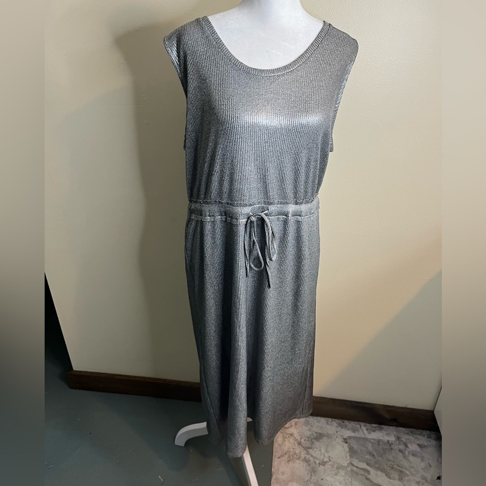 Dolan Anthropologie Sleeveless Silver Knee Length Dress with Drawstring Waist